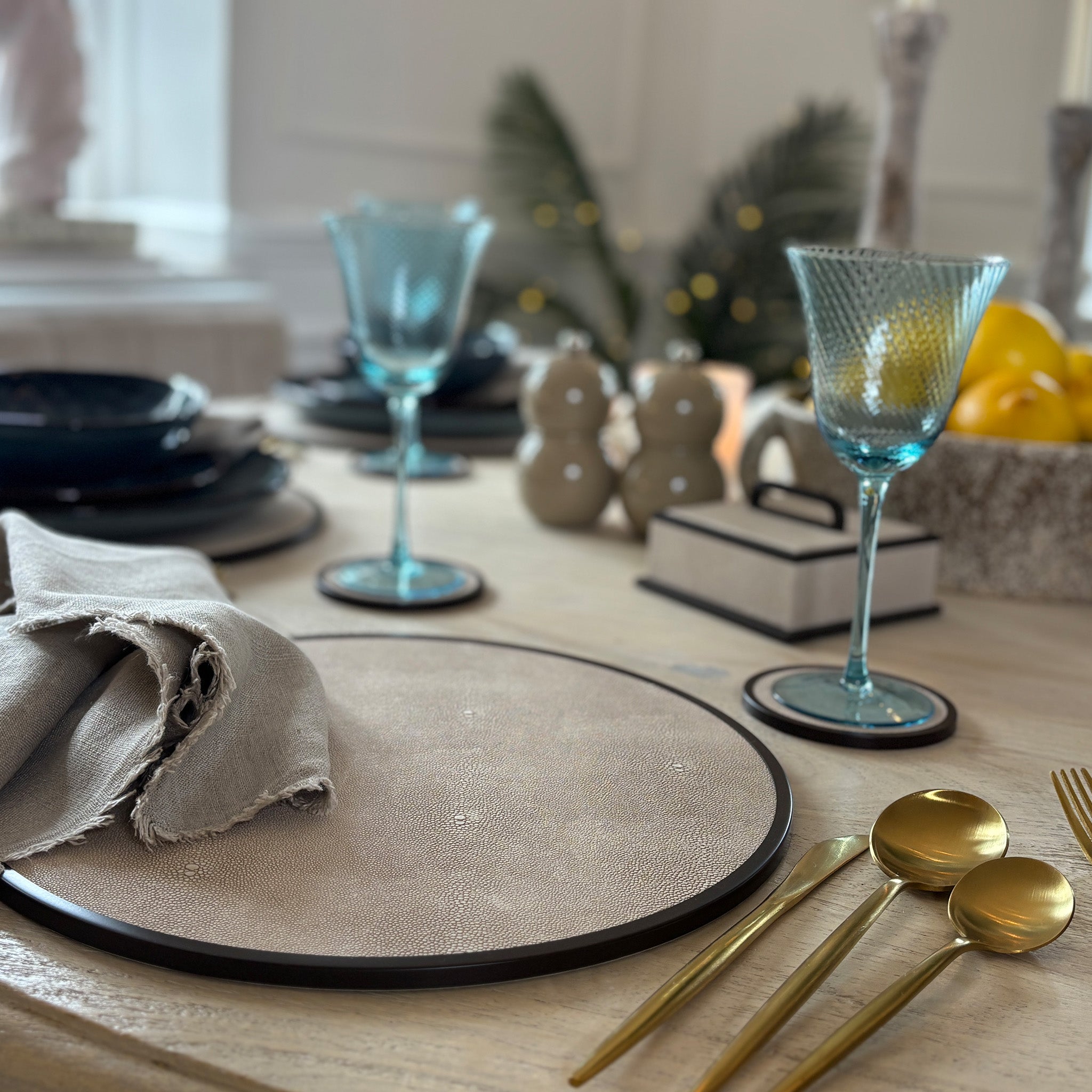 Blue Glass Fluted Wine Glasses - Set of 4